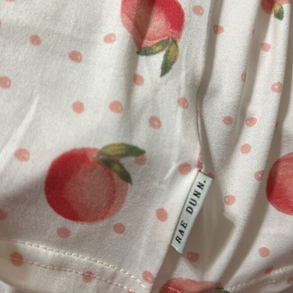 RAE DUNN. XL Blush Pink Peach Notch Collar Short Sleeve Button Top Shorts PJ Set - Picture 6 of 12